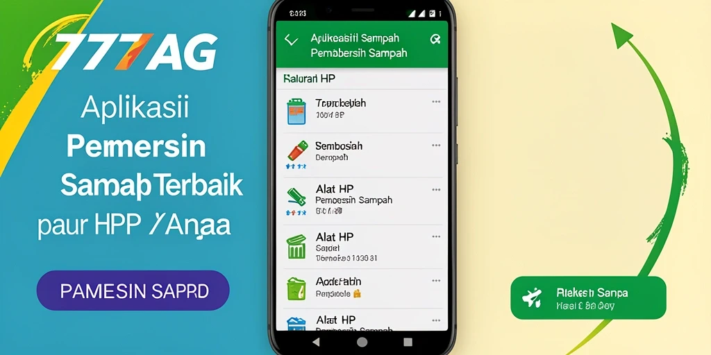 Tampilan antarmuka dan fungsi Pembersih Sampah 777AG yang bersih dan modern.