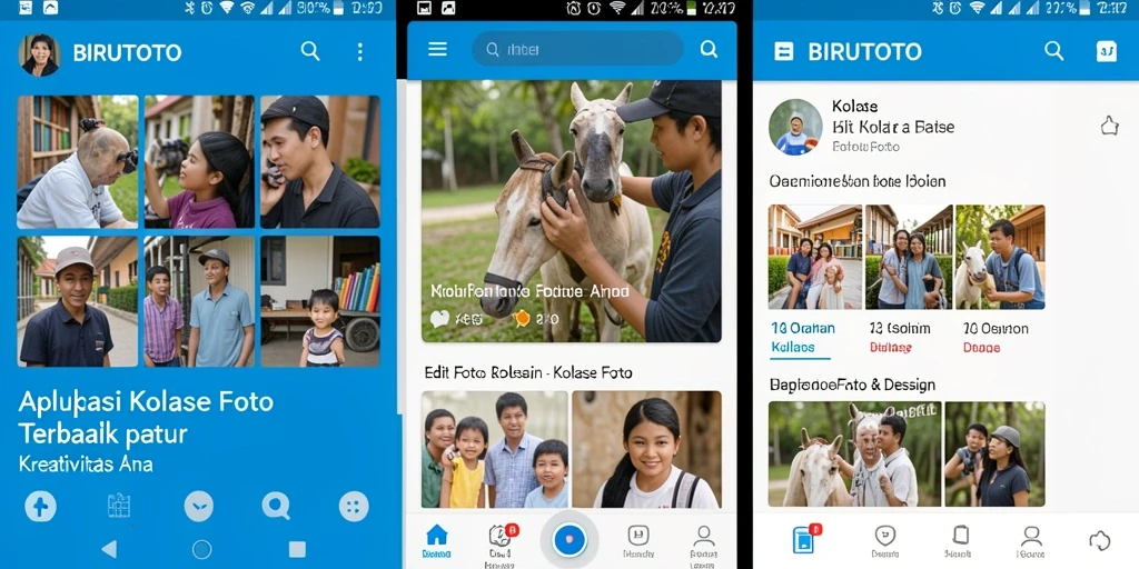 Antarmuka BIRUTOTO menunjukkan alat kolase foto yang mudah digunakan.