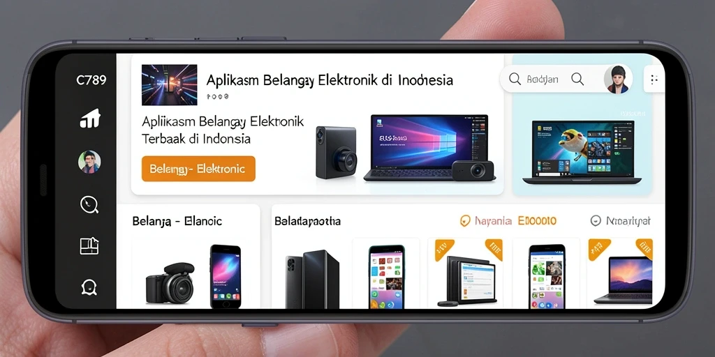 Screenshot antarmuka aplikasi C789 menampilkan kemudahan belanja elektronik.