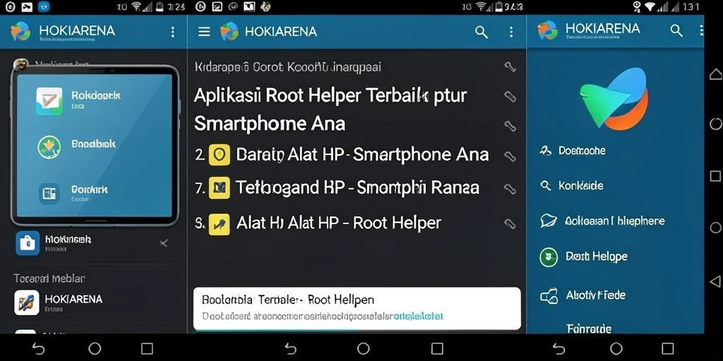 Antarmuka HOKIARENA menampilkan fitur Root Helper yang user-friendly.