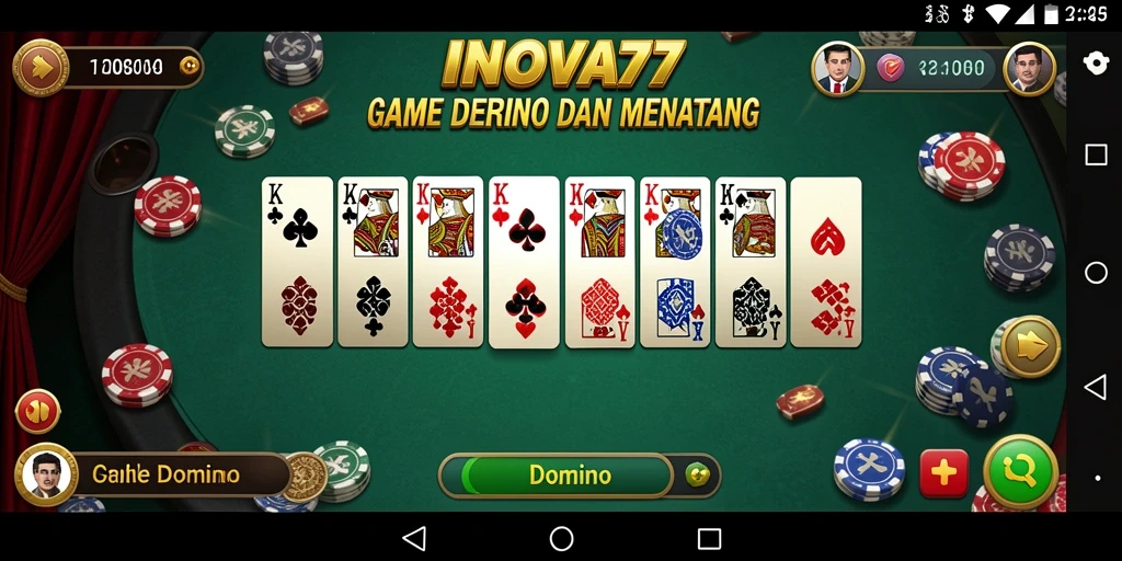 Tampilan antarmuka permainan domino yang menarik dan intuitif.