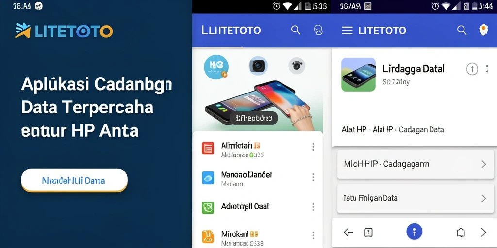 Tampilan antarmuka utama aplikasi LITETOTO untuk Cadangan Data.