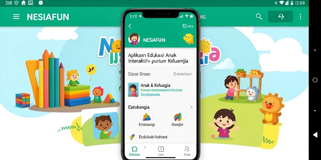 Tampilan antarmuka aplikasi NESIAFUN yang menarik dan edukatif.