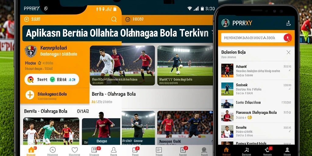 Tampilan antarmuka aplikasi PPRRYY menampilkan berita olahraga bola yang informatif.