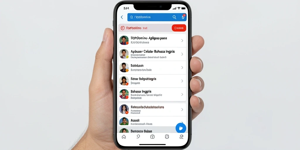 Tampilan antarmuka aplikasi TOPDOMINO yang menarik untuk belajar bahasa Inggris.