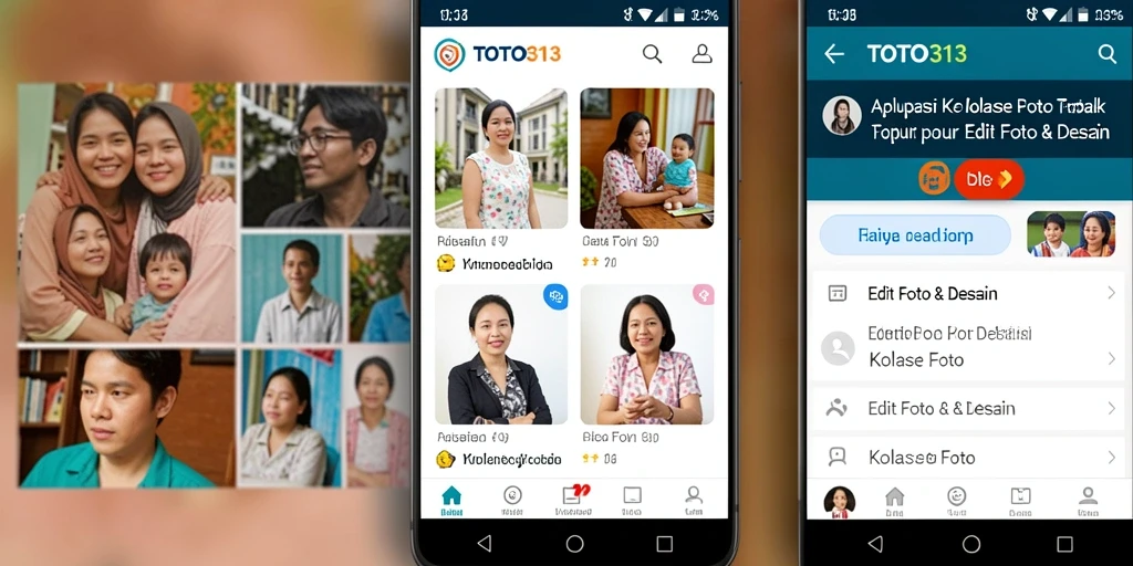 Screenshot antarmuka TOTO313 yang menampilkan kolase foto kreatif.