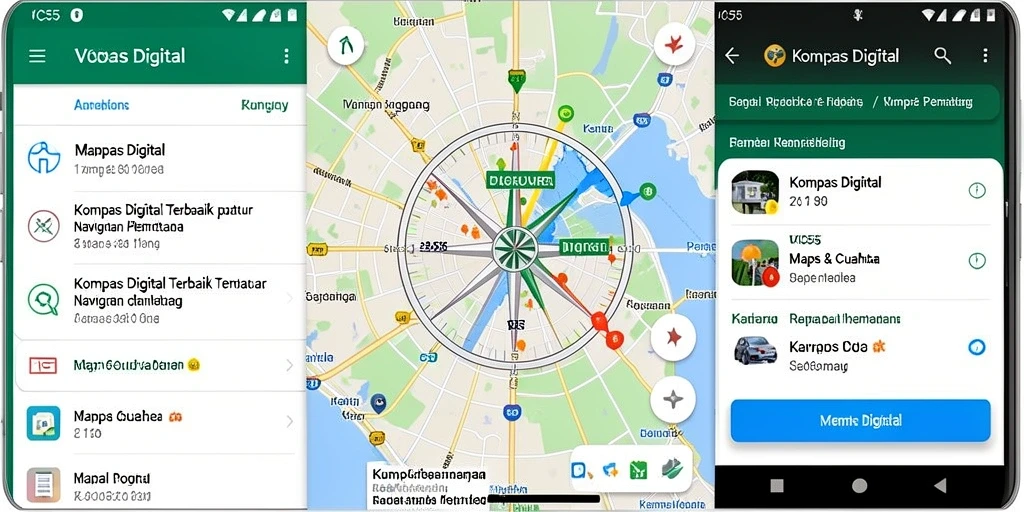 Tampilan utama VC55 yang menampilkan arah dan informasi navigasi.